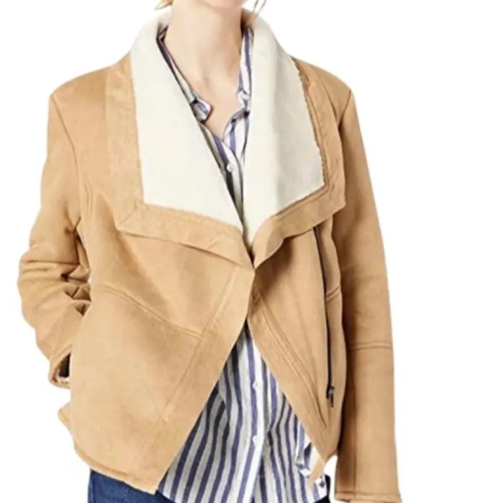 BB Dakota Tan Teddy Jacket with Cream Collar